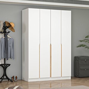 Ali̇n 210cm 4 Kapakli İç 2 Çekmeceli̇ J Soft Kulp Dolap Beyaz
