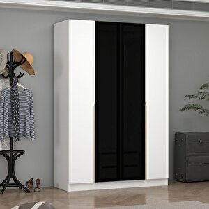 Ali̇n 210cm 4 Kapakli İç 2 Çekmeceli̇ Füme Cam Kapakli Beyaz Kapak Dolap Beyaz