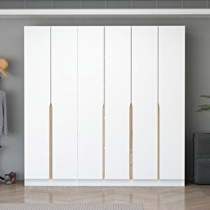 Ali̇n 210cm 6 Kapakli İç 2 Çekmeceli̇ J Soft Kulp Dolap Beyaz