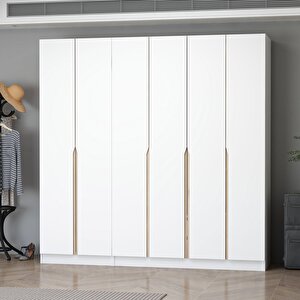Ali̇n 210cm 6 Kapakli İç 2 Çekmeceli̇ J Soft Kulp Dolap Beyaz