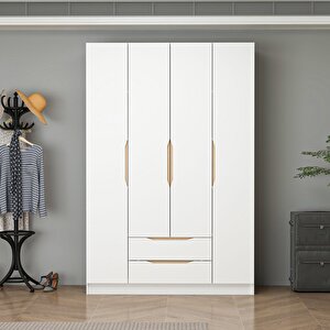 Ali̇n 210cm 4 Kapakli Diş 2 Çekmeceli̇ J Soft Kulp Dolap Beyaz