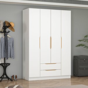 Ali̇n 210cm 4 Kapakli Diş 2 Çekmeceli̇ J Soft Kulp Dolap Beyaz