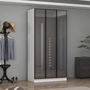Ali̇n 210cm 3 Kapakli İç 2 Çekmeceli̇ Reflect Cam Kapakli Dolap Beyaz