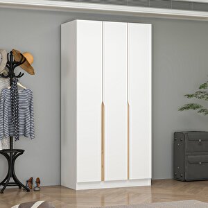 Ali̇n 210cm 3 Kapakli İç 2 Çekmeceli̇ J Soft Kulp Dolap Beyaz
