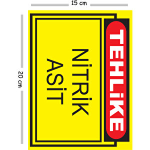 Metal Tehlike Nitrik Asit 15x20 Cm Uyarı İş Güvenliği Levhası 15x20 cm