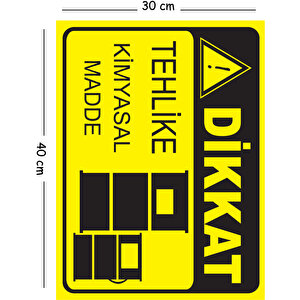 Metal Dikkat Tehlike Kimyasal Madde 30x40 Cm A3 Uyarı İş Güvenliği Levhası 30x40 cm