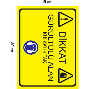 Metal Dikkat Gürültülü Alan Kulaklık Tak 15x20 Cm Uyarı İş Güvenliği Levhası 15x20 cm