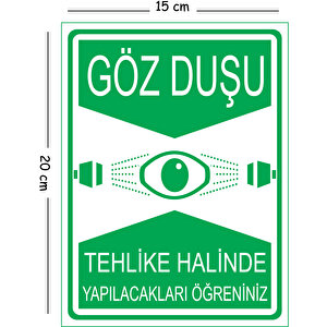 Metal Göz Duşu Tehlike Halinde Yapılacakları Öğreniniz 15x20 Cm Uyarı İş Güvenliği Levhası 15x20 cm