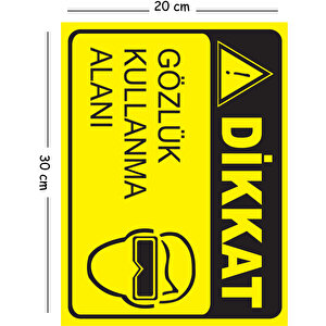 Metal Dikkat Gözlük Kullanma Alanı 20x30 Cm A4 Uyarı İş Güvenliği Levhası 20x30 cm