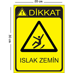 Metal Dikkat Islak Zemin 20x30 Cm A4 Uyarı İş Güvenliği Levhası 20x30 cm