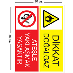 Metal Dikkat Doğalgaz Ateşle Yaklaşmak Yasaktır 30x40 Cm A3 Uyarı İş Güvenliği Levhası 30x40 cm