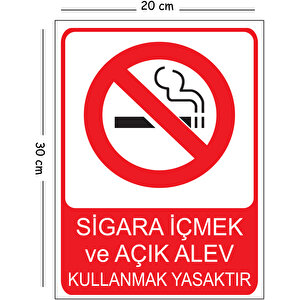 Metal Sigara İçmek Ve Açık Alev Kullanmak Yasaktır 20x30 Cm A4 Uyarı İş Güvenliği Levhası 20x30 cm