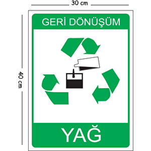 Metal Geri Dönüşüm Yağ 30x40 Cm A3 Uyarı İş Güvenliği Levhası 30x40 cm