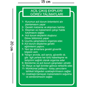 Metal Acil Çıkış Ekipleri Görev Talimatları 15x20 Cm Uyarı İş Güvenliği Levhası 15x20 cm