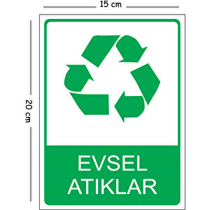 Metal Evsel Atıklar 15x20 Cm Uyarı İş Güvenliği Levhası 15x20 cm