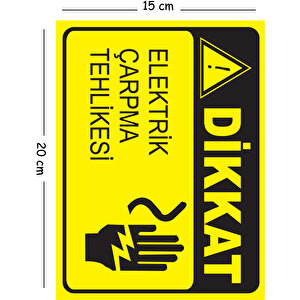 Metal Dikkat Elektrik Çarpma Tehlikesi 15x20 Cm Uyarı İş Güvenliği Levhası 15x20 cm