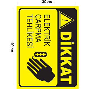 Metal Dikkat Elektrik Çarpma Tehlikesi 2 30x40 Cm A3 Uyarı İş Güvenliği Levhası 30x40 cm