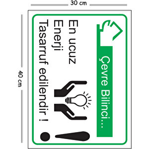Metal Çevre Bilinci En Ucuz Enerji Tasarruf Edilendir 30x40 Cm A3 Uyarı İş Güvenliği Levhası 30x40 cm
