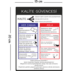 Metal Kalite Güvencesi 15x20 Cm Uyarı İş Güvenliği Levhası 15x20 cm