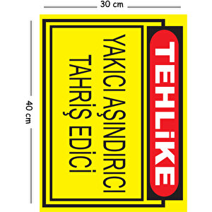 Metal Tehlike Yakıcı Aşındırıcı Tahriş Edici 30x40 Cm A3 Uyarı İş Güvenliği Levhası 30x40 cm