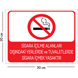 Metal Sigara İçilme Alanları Dışındaki Yerlerde Ve Tuvalet 20x30 Cm A4 Uyarı İş Güvenliği Levhası 20x30 cm