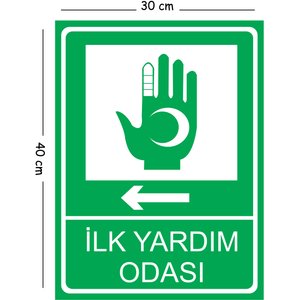 Metal İlk Yardım Noktaı Sol 30x40 Cm A3 Uyarı İş Güvenliği Levhası 30x40 cm