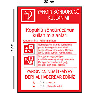 Metal Köpüklü Yangın Söndürücü Kullanımı 20x30 Cm A4 Uyarı İş Güvenliği Levhası 20x30 cm