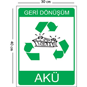 Metal Geri Dönüşüm Akü 30x40 Cm A3 Uyarı İş Güvenliği Levhası 30x40 cm