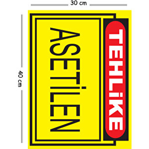 Metal Tehlike Asetilen 30x40 Cm A3 Uyarı İş Güvenliği Levhası 30x40 cm
