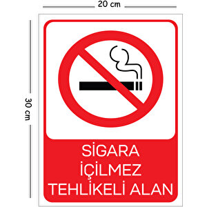Metal Sigara İçilmez Tehlikeli Alan 20x30 Cm A4 Uyarı İş Güvenliği Levhası 20x30 cm