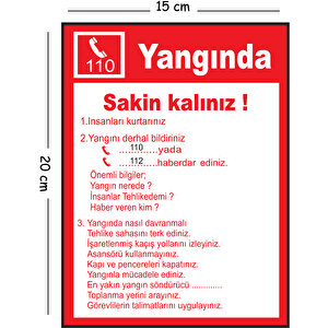 Metal Yangında Sakin Kalınız 15x20 Cm Uyarı İş Güvenliği Levhası 15x20 cm