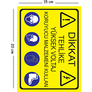 Metal Dikkat Tehlike Yüksek Voltaj Koruyucu Malzemeni Kullan 15x20 Cm Uyarı İş Güvenliği Levhası 15x20 cm