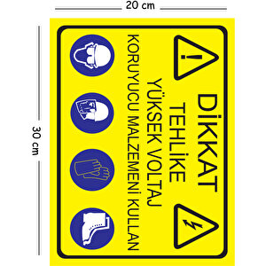 Metal Dikkat Tehlike Yüksek Voltaj Koruyucu Malzemeni Kullan 20x30 Cm A4 Uyarı İş Güvenliği Levhası 20x30 cm