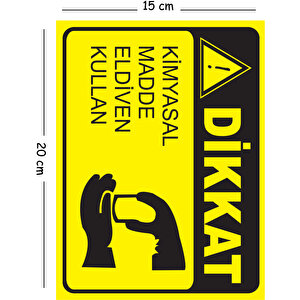 Metal Dikkat Kimyasal Madde Eldiven Kullan 15x20 Cm Uyarı İş Güvenliği Levhası 15x20 cm