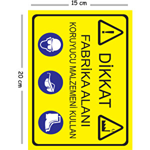 Metal Dikkat Fabrika Alanı Koruyucu Malzemeni Kullan 15x20 Cm Uyarı İş Güvenliği Levhası 15x20 cm