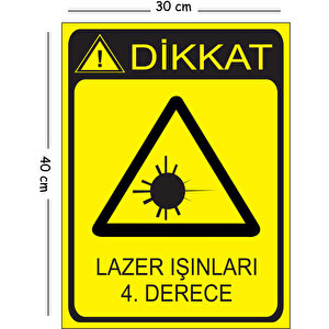 Metal Dikkat Lazer Işınları 4. Derece 30x40 Cm A3 Uyarı İş Güvenliği Levhası 30x40 cm