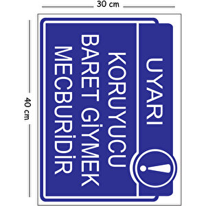 Metal Koruyucu Baret Giymek Mecburidir 30x40 Cm A3 Uyarı İş Güvenliği Levhası 30x40 cm