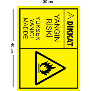 Metal Dikkat Yangın Riski Yüksek Yanıcı Madde 30x40 Cm A3 Uyarı İş Güvenliği Levhası 30x40 cm
