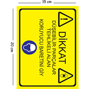 Metal Dikkat Düşebilir Parçalar Tehlikeli Alan Koruyucu Baretini Giy 15x20 Cm Uyarı İş Güvenliği 15x20 cm