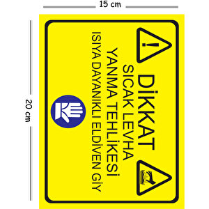 Metal Dikkat Sıcak Levha Yanma Tehlikesi Isıya Dayanıklı Eldiven Giy 15x20 Cm Uyarı İş Güvenliği 15x20 cm