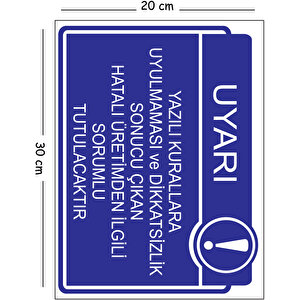 Metal Yazılı Kurallara Uyulmaması Ve Dikkatsizlik Sonucu Çıkan Hatalı Üretimden İlgili 20x30 Cm A4 20x30 cm