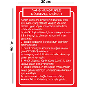 Metal Yangına Köpükle Müdahale Talimatı 30x40 Cm A3 Uyarı İş Güvenliği Levhası 30x40 cm