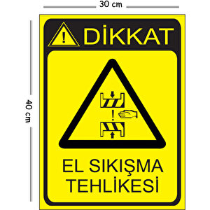 Metal Dikkat El Sıkışma Tehlikesi 30x40 Cm A3 Uyarı İş Güvenliği Levhası 30x40 cm