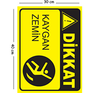 Metal Dikkat Kaygan Zemin 2 30x40 Cm A3 Uyarı İş Güvenliği Levhası 30x40 cm
