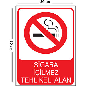 Metal Sigara İçilmez Tehlikeli Alan 20x30 Cm A4 Uyarı İş Güvenliği Levhası 20x30 cm