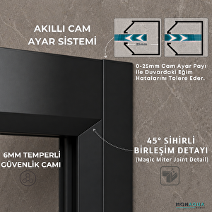 Arteko Metaline 2 Sabit 2 Kayar Duşakabin - Antrasit Profil 6 Mm Temperli Füme Cam 171x189 cm