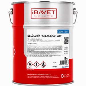 İbavet Selülozik Boya Parlak 12 Kg Siyah Ral 9005