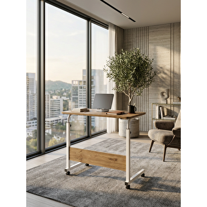 Royal Modern Yükseklik Ayarlı Çalışma Masası - (tekerli̇) 80x40