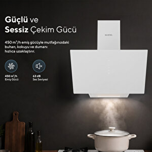 Da6-825 Beyaz Dokunmatik Cam Davlumbaz
