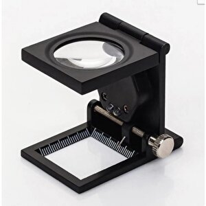 28x28 Mm Katlanır Sayaçlı Metal Lüp 2 Led Işıklı Büyüteç Tekstil Th-9005a